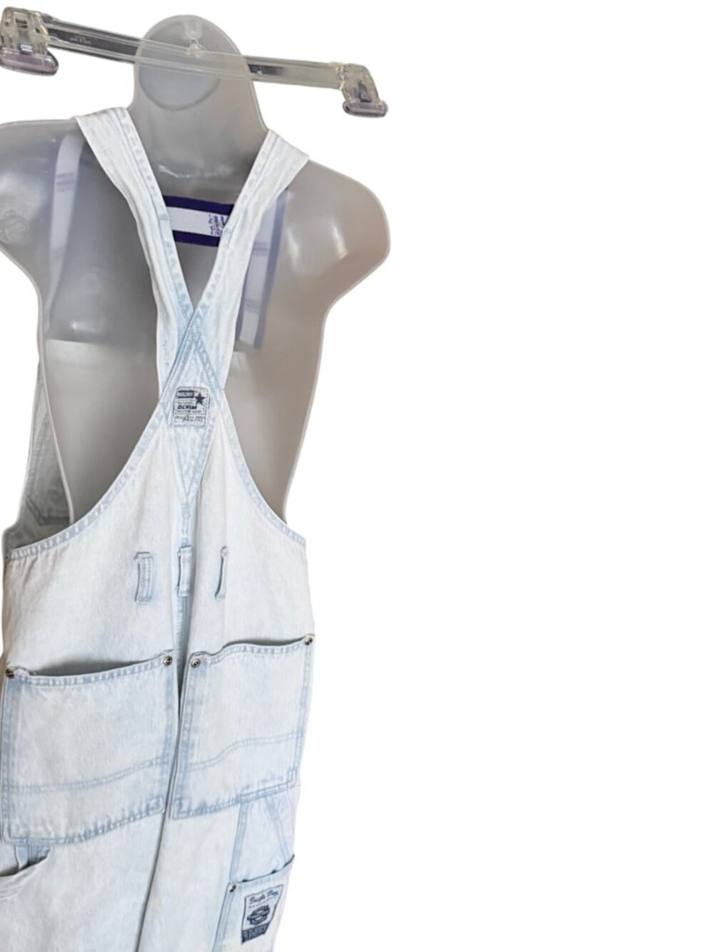 Vintage Bugle Boy Light Wash Denim Overalls With Adjustable Straps & Multiple Ut - Picture 4 of 10